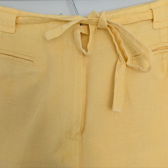 VTG Talbots Irish Linen Butter Yellow Minimalist Classic Crop Style Pants 14 - Picture 2 of 13